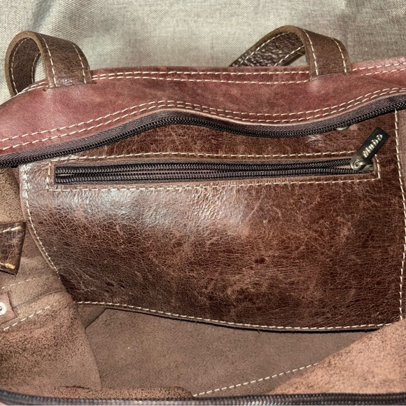 MUBO Leather Suede Satchel Shoulder Bag - Picture 8 of 9